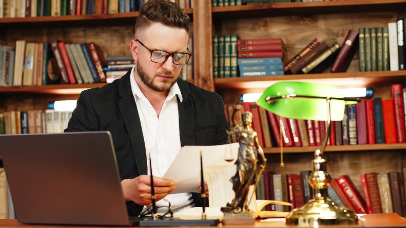 Solicitor reviewing court documents before a family court hearing