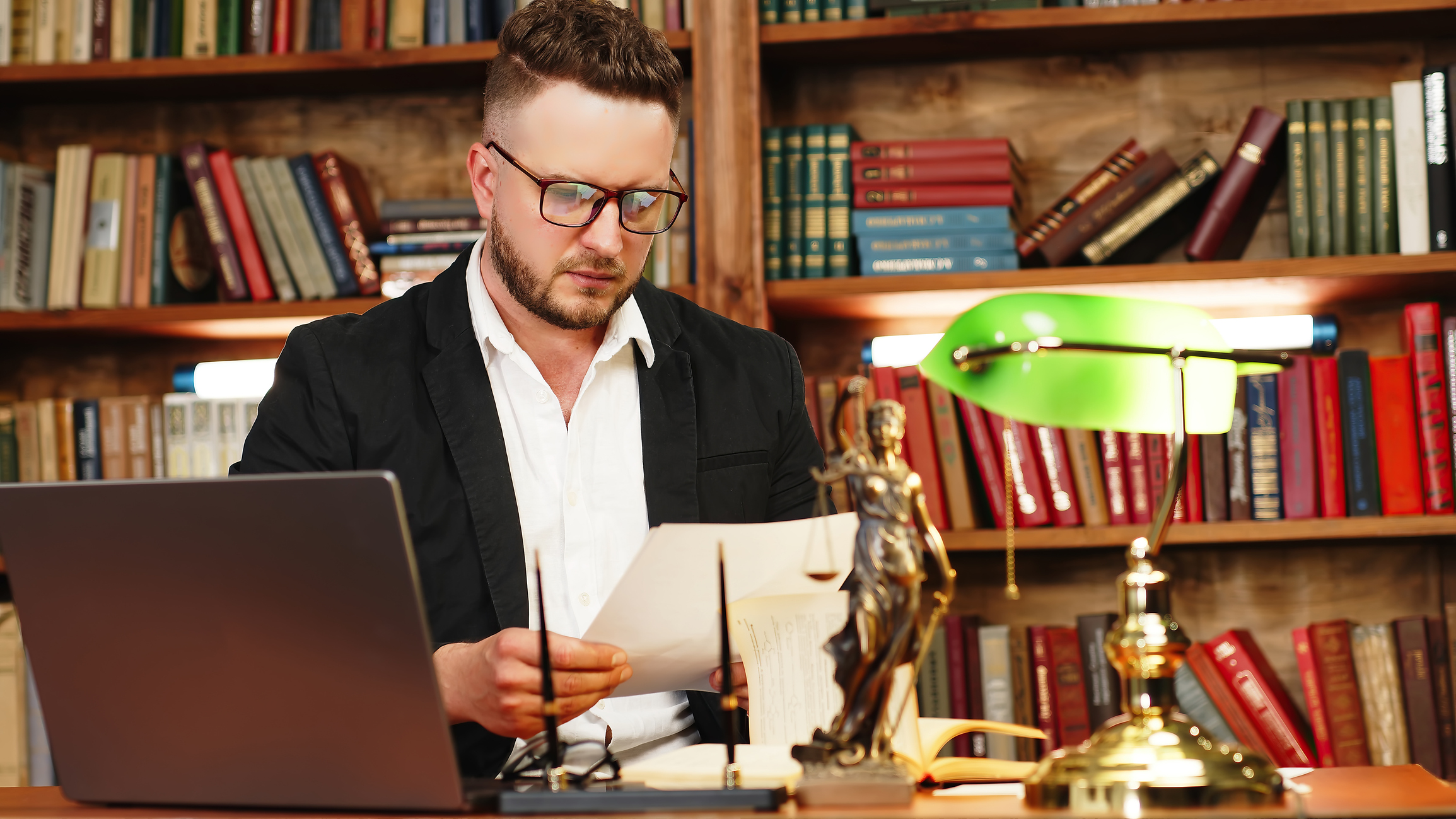 Solicitor reviewing court documents before a family court hearing